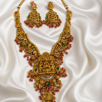 South Indian temple-style bridal necklace set - NRW-103