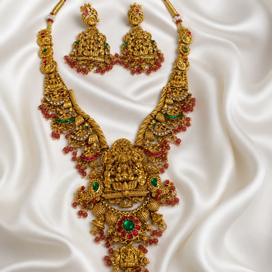 South Indian temple-style bridal necklace set - NRW-103