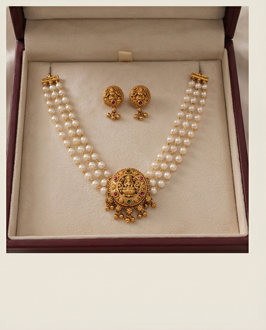 Pearl choker with Earrings (NRW42)