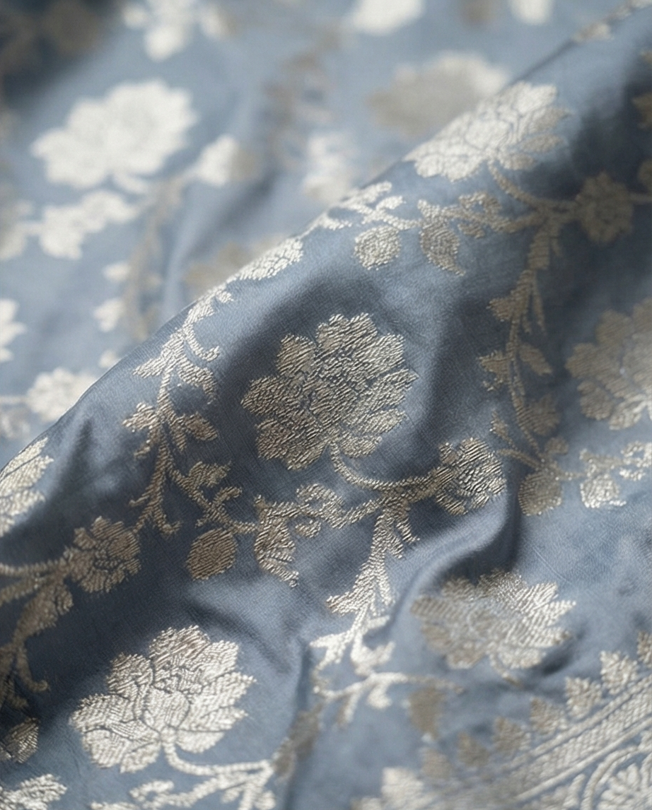 Handloom Banarasi Khaddi (SR-HUP1)-Cement Grey