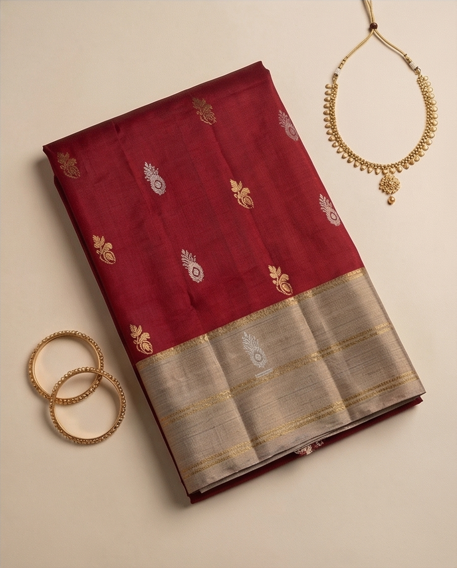 Maroon Kanjivaram Silk Saree