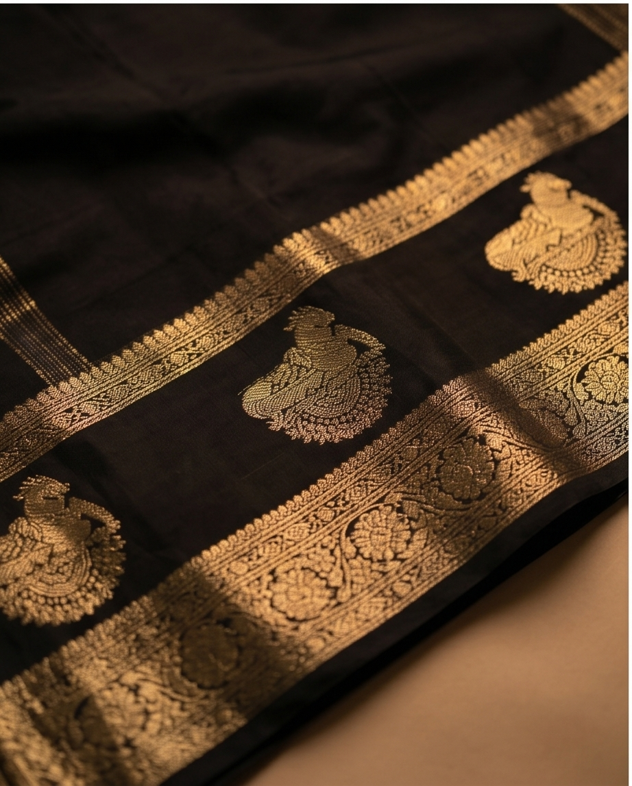 Kalamkari-Nandi design-Mustard with Black(SR-MSP21)