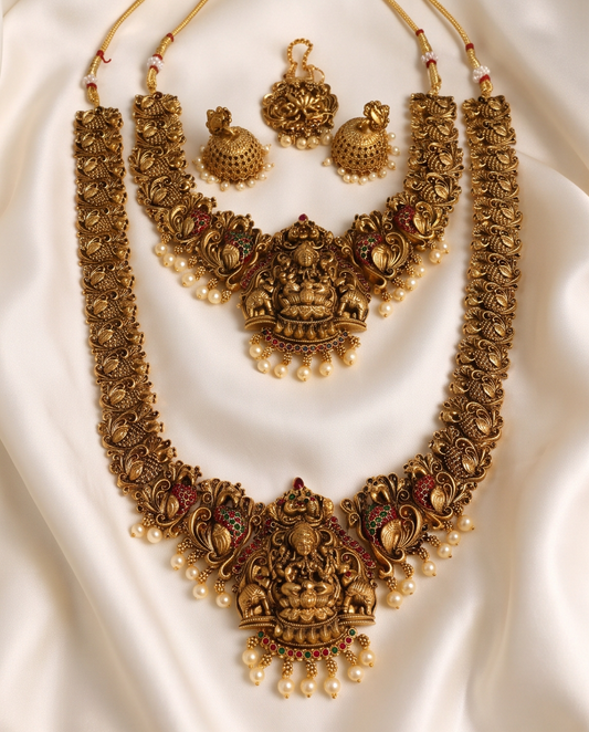 Necklace and Long necklace Hip belt and Earrings and Bytalebottu set - NRW-101