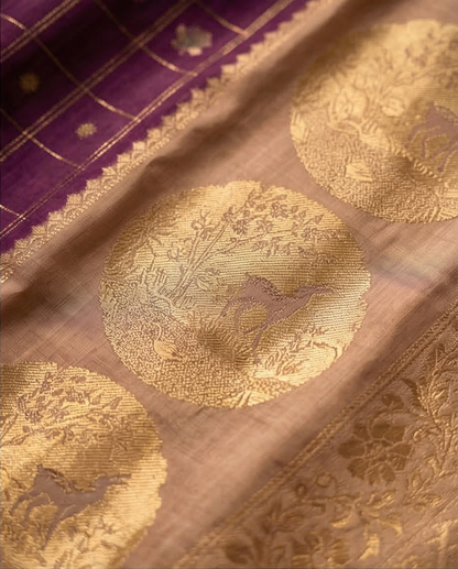 Soft, woven traditional fabric with rich zari work premium Saree (SR-MSP4)-Deep Purple