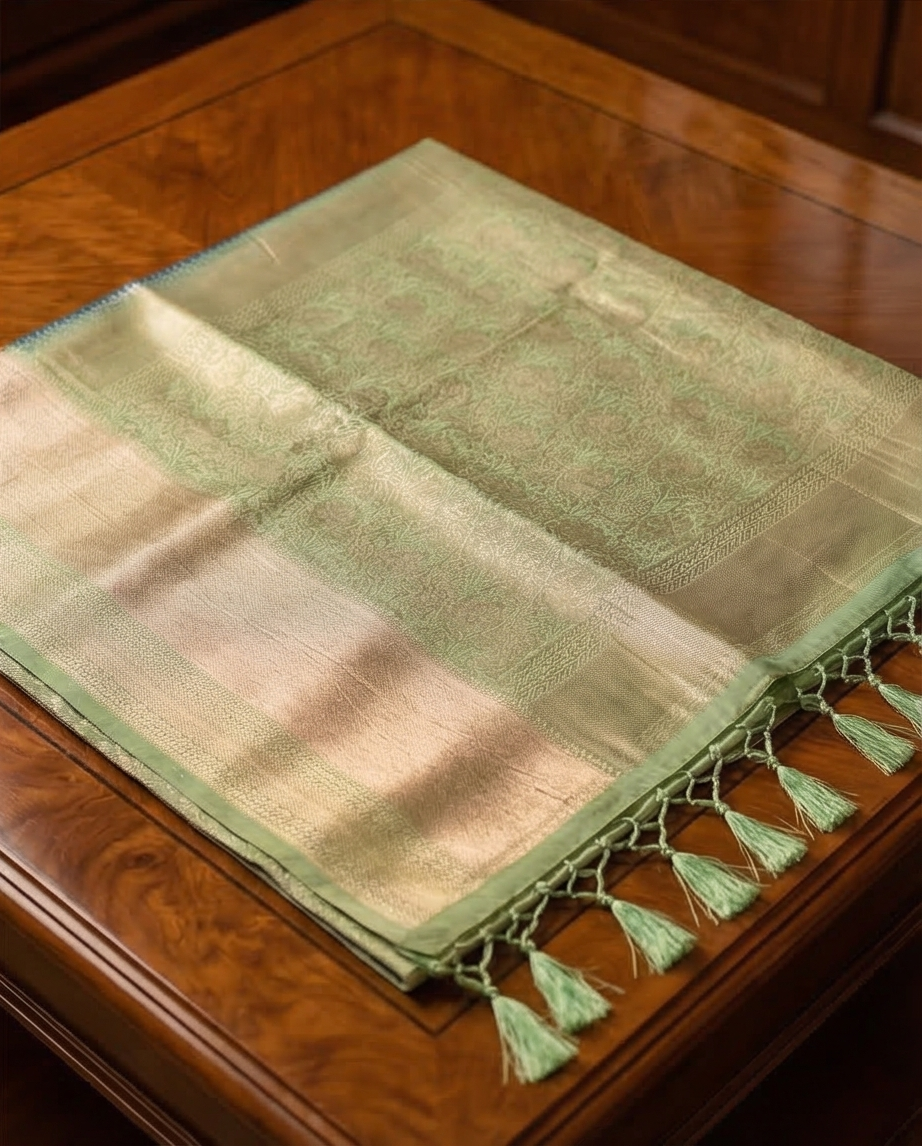 Dual‑tone semi silk saree with silver zari work (SR-MSP2) -Blue