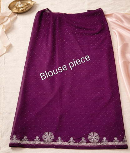 Pink Designer Saree with Contrast Blouse Piece (SR-SP37)