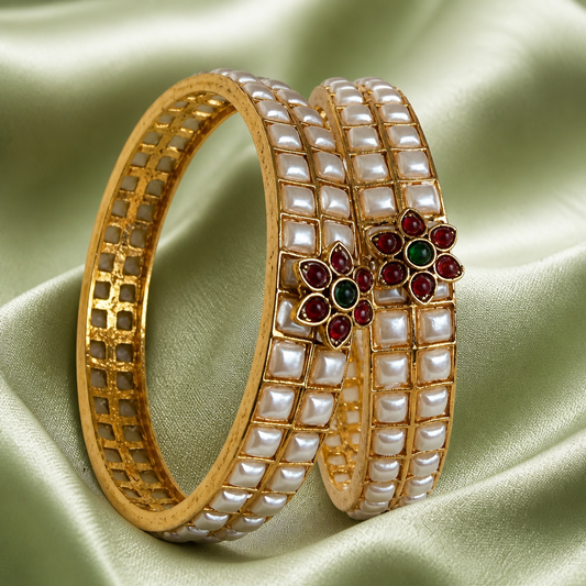 Classic Pearl Kada Bangles - NRW-107
