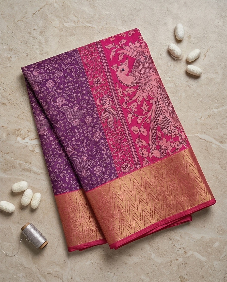 Purple with Pink Patola Big Border Saree (SR-SP18)