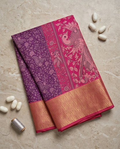 Purple with Pink Patola Big Border Saree (SR-SP18)