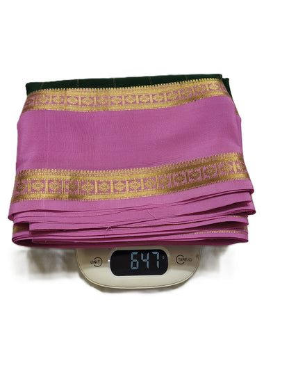 Pure Mysore Silk Saree (120gsm) - SR-PSMP3-Green & Pink