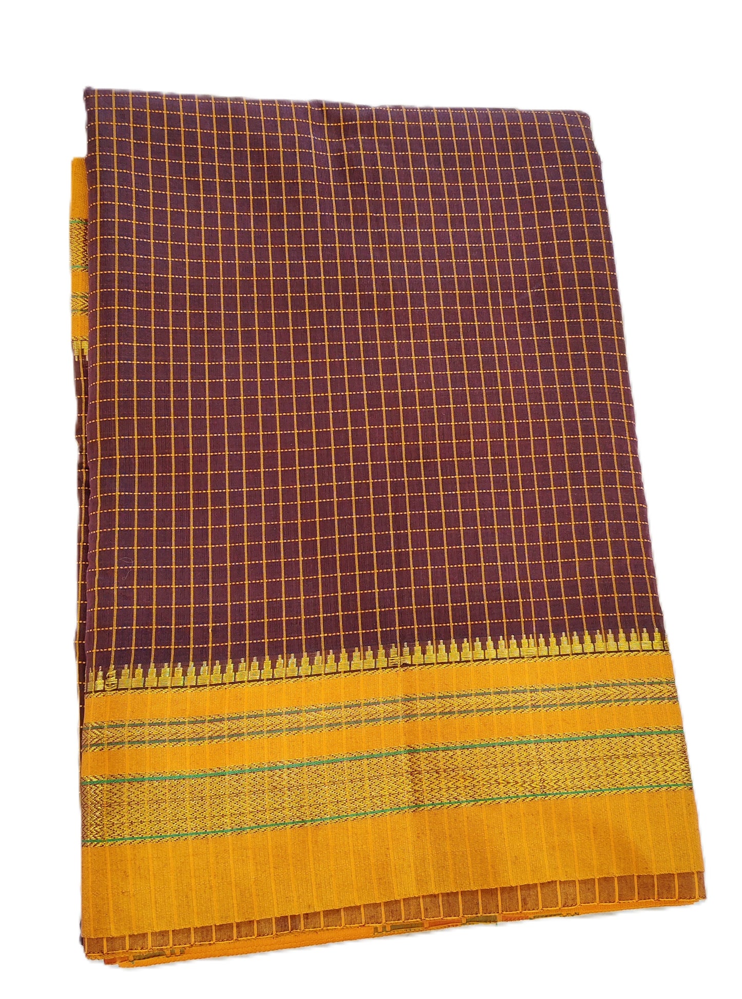 Maroon Small Checks Ilkal Cotton Saree (SR-SP11)