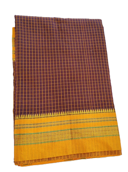 Maroon Small Checks Ilkal Cotton Saree (SR-SP11)