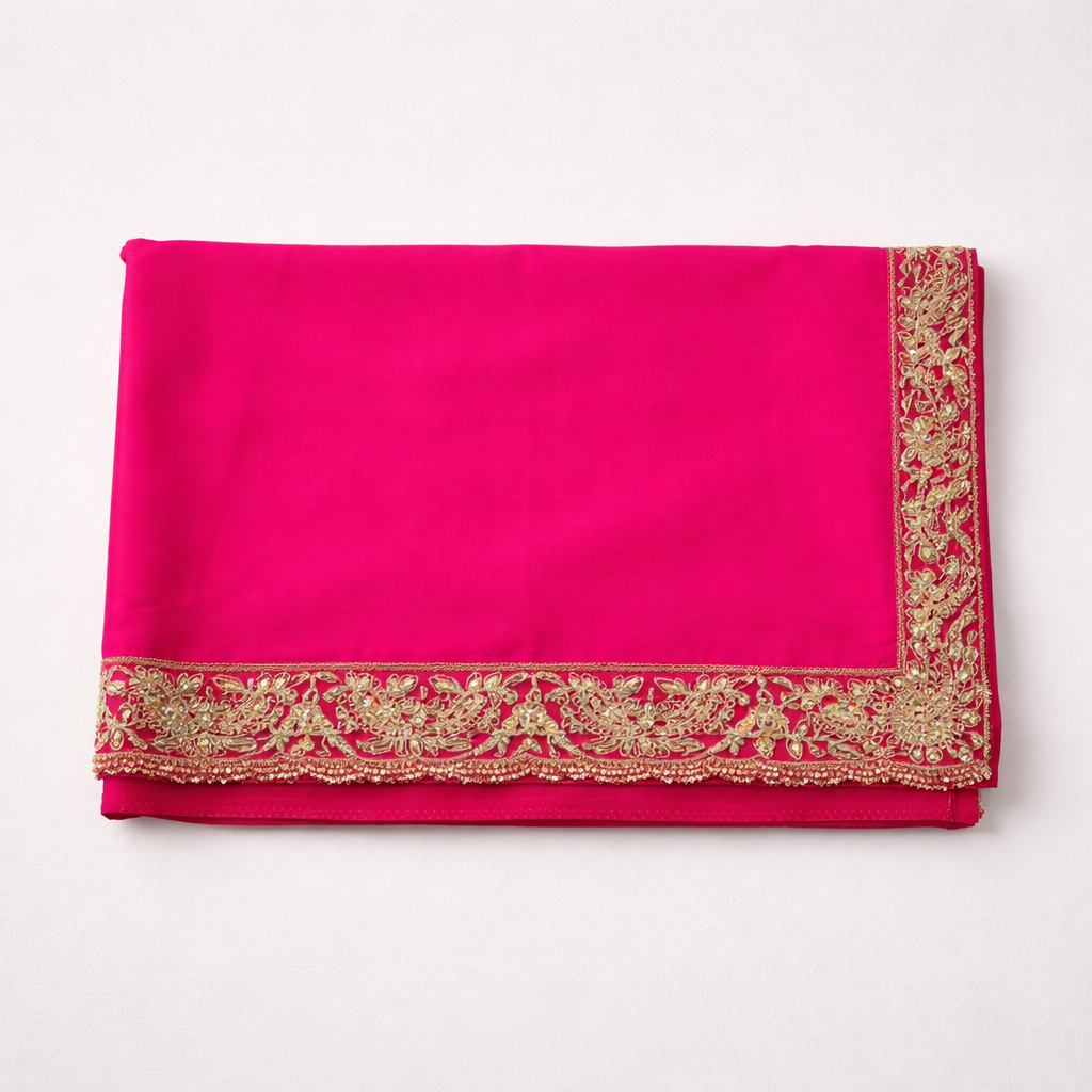 Pink Designer Saree with Net Embroidery Blouse Piece (SR-SP41)
