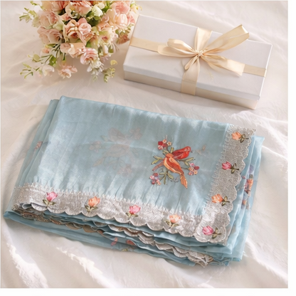 Sky-blue Bird with Flower Fancy Saree (SR-SP28)