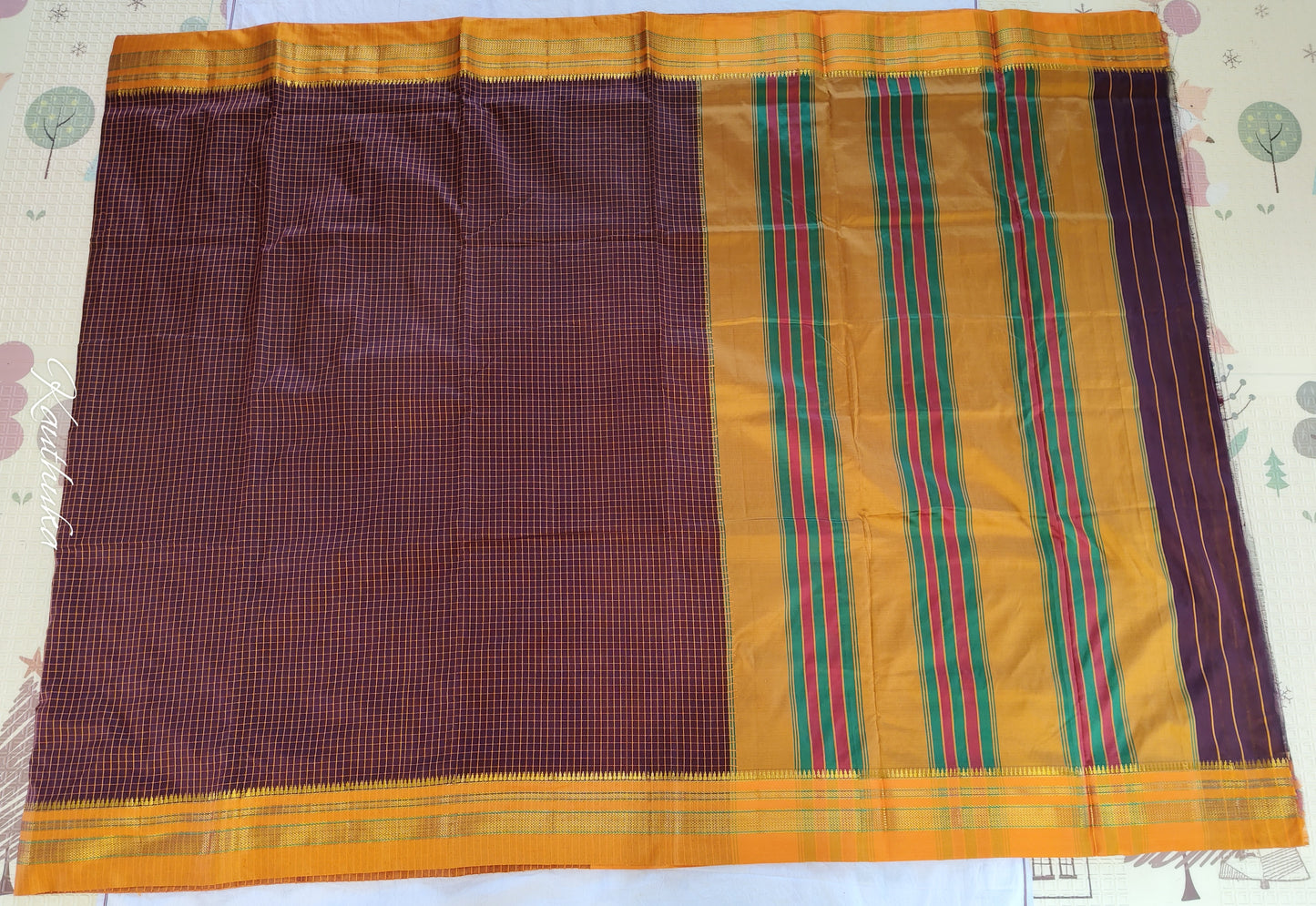 Maroon Small Checks Ilkal Cotton Saree (SR-SP11)