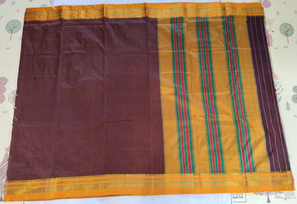 Maroon Small Checks Ilkal Cotton Saree (SR-SP11)