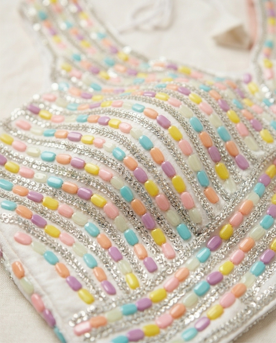 Light Pink Golden Checks Border Saree with Ready Blouse (SR-SP25)