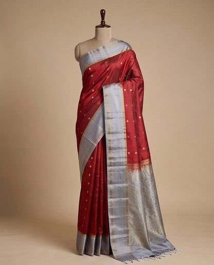 Deep Maroon Kanjivaram Silk Saree