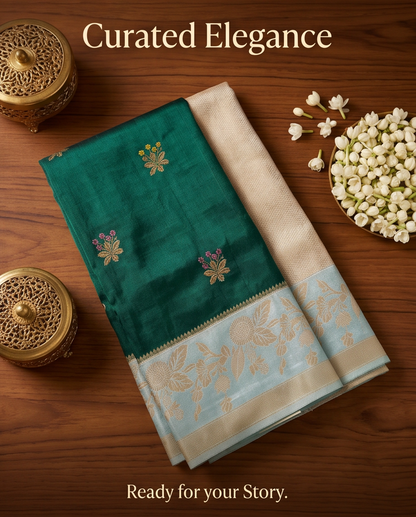 Premium Viscose-Bottle green with sea blue(SR-MSP40)
