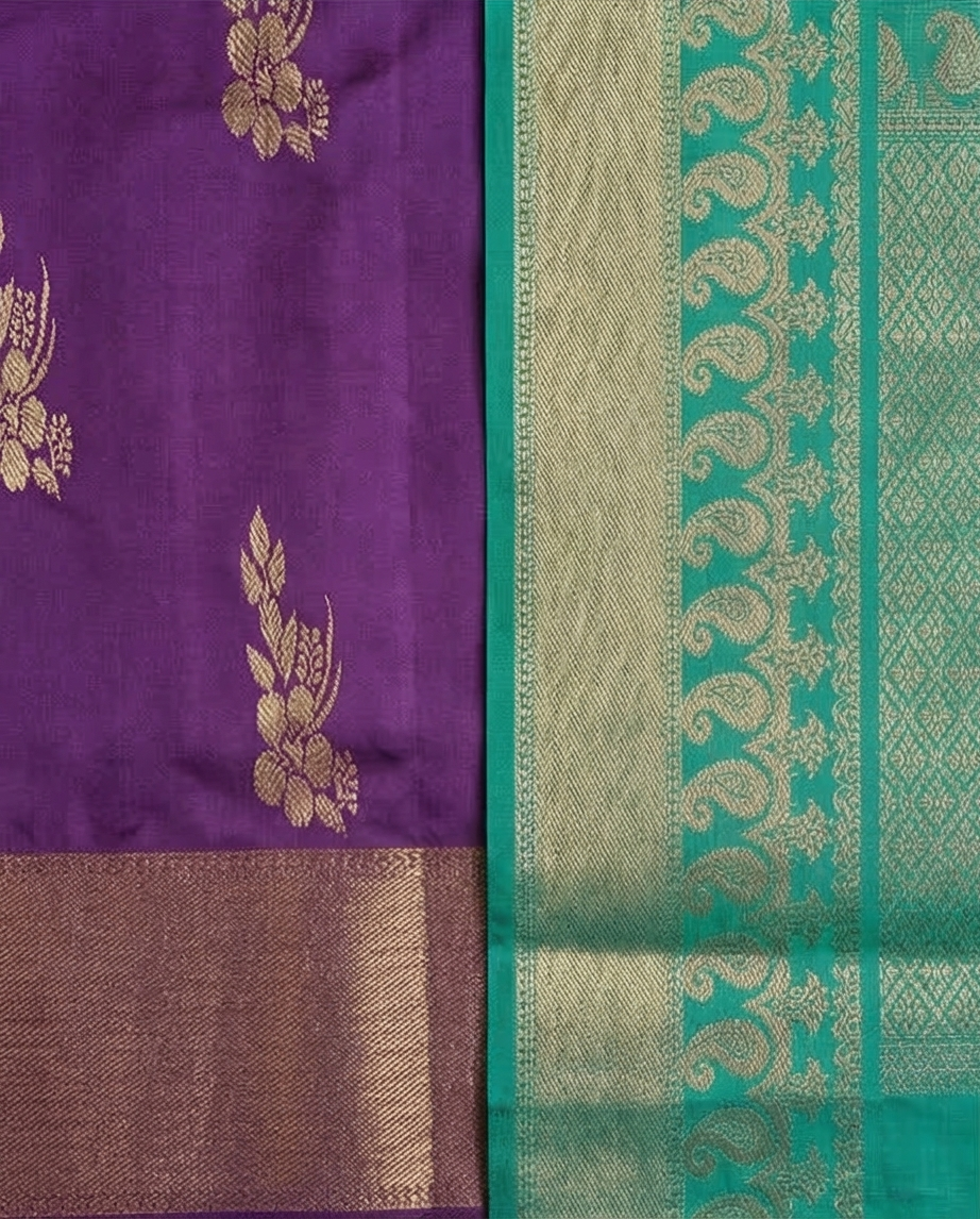 Kanchipuram Silk Saree - Purple & Green - SR-MSP14