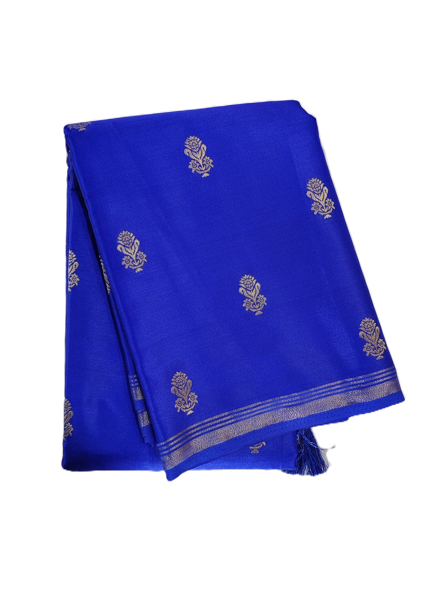 Gajji Silk - Rich golden zari border with intricate traditional patterns - SR-PSMP8-Blue