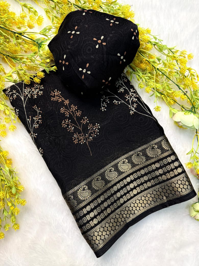 JEQURD VIEWING saree-Black
