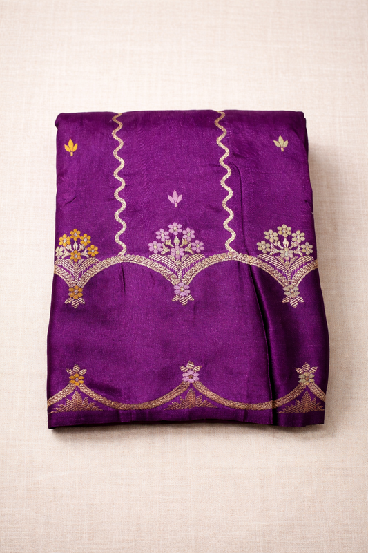 Semi silk saree with multicolor thread work (SR-MSP7)-Purple