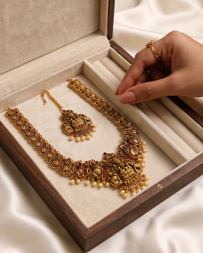 Necklace and Long necklace Hip belt and Earrings and Bytalebottu set - NRW-101