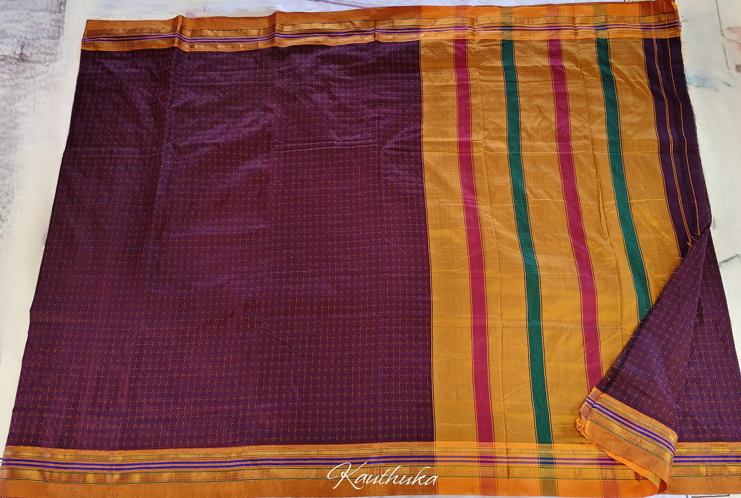 Maroon Chikki Small Checks Ilkal Cotton Saree (SR-SP12)