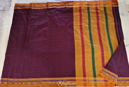 Maroon Chikki Small Checks Ilkal Cotton Saree (SR-SP12)