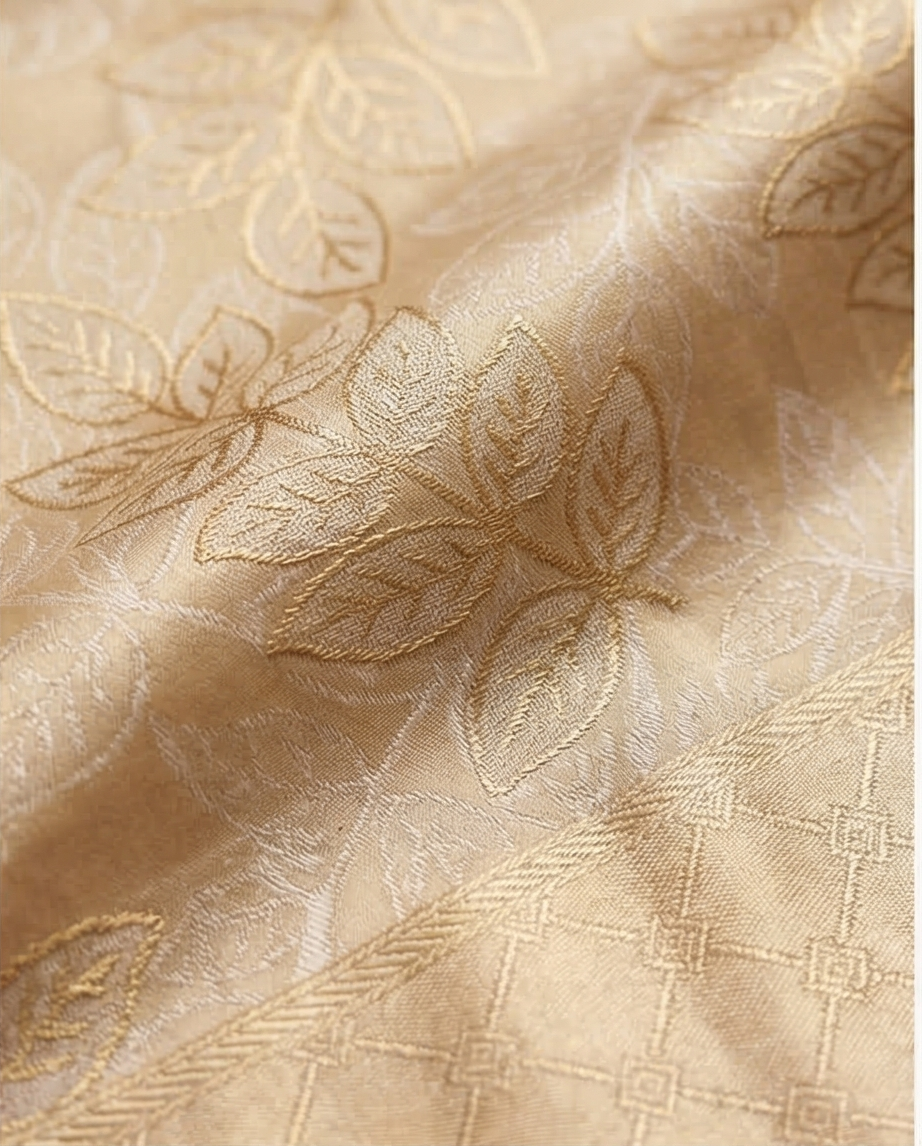 Soft Weave Saree – Beige/Champagne with Floral Pattern - SR-PSMP11