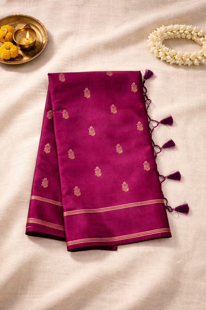 Gajji Silk - Soft woven fabric with a smooth, elegant fall - SR-PSMP9-Megenta