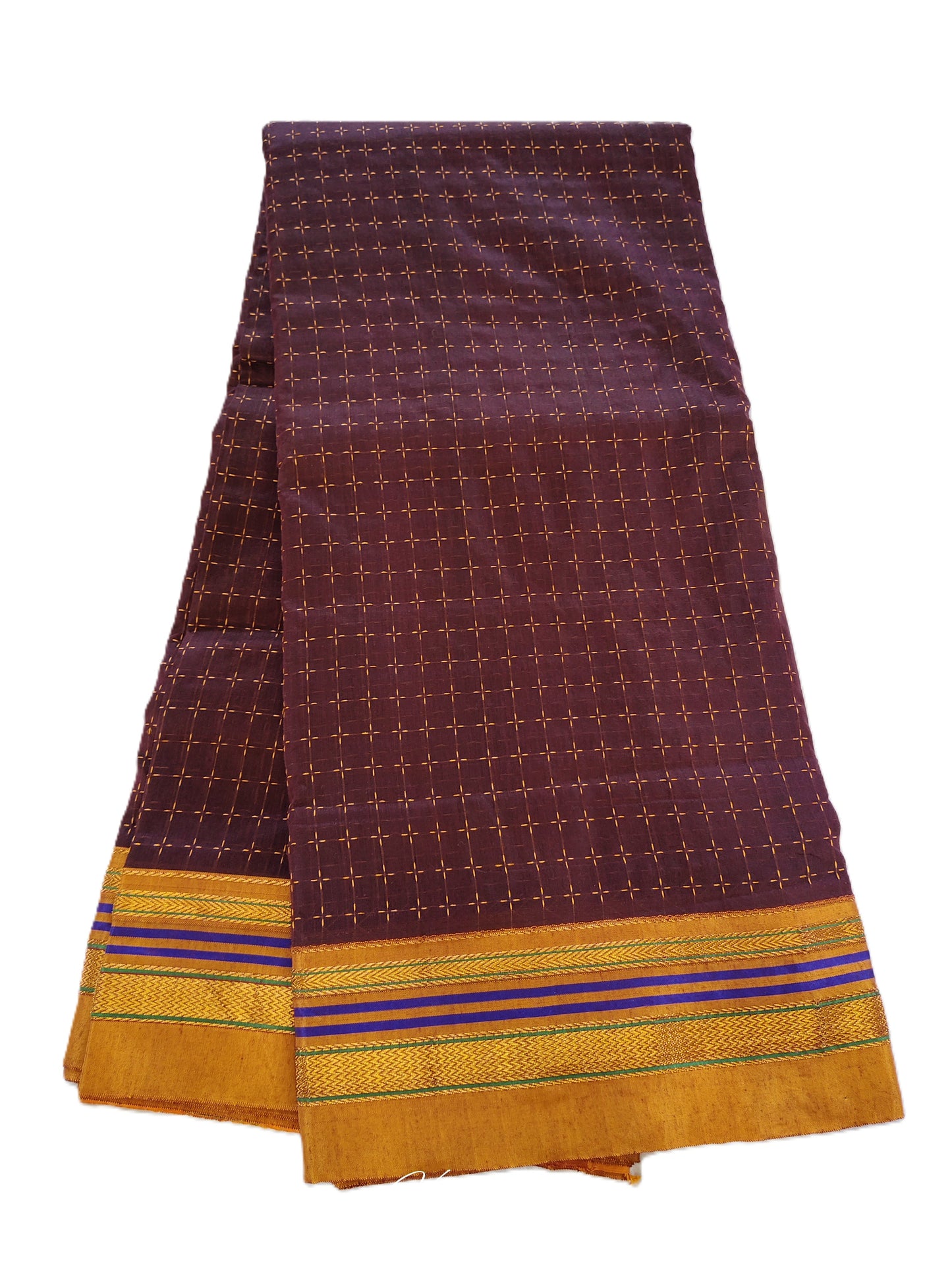 Maroon Chikki Small Checks Ilkal Cotton Saree (SR-SP12)