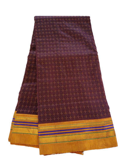 Maroon Chikki Small Checks Ilkal Cotton Saree (SR-SP12)