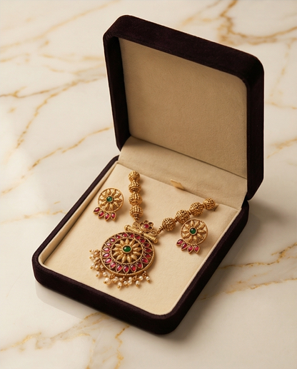 Double side pendant Haram with 2set earrings (NRW40)