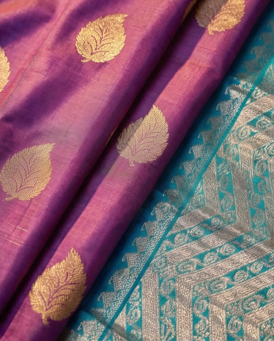 Kanchipuram Silk Saree - Magenta & Turquoise - SR-MSP13