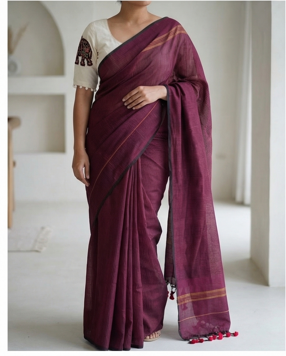 Cotton Saree + Stitched Blouse - SR-KP74