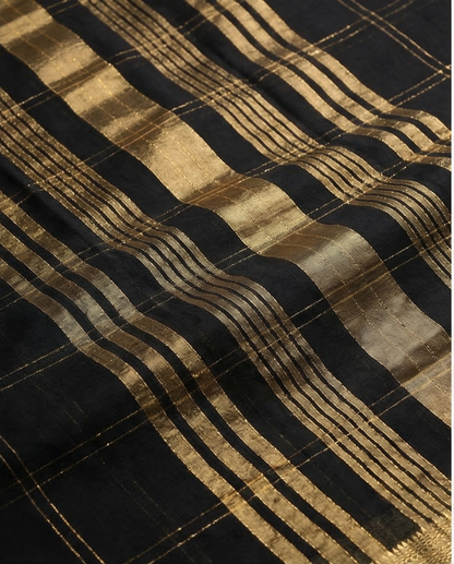 Soft Weave Saree – Golden Zari Border - SR-PSMP7-Black