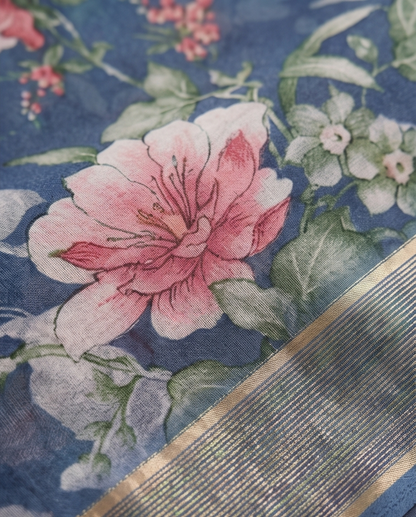 Grey Poonam Floral Saree (SR-SP8)