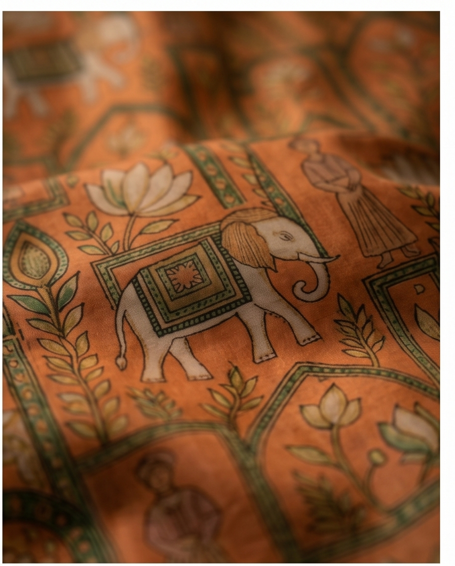 Kalamkari-Nandi design-Mustard with Black(SR-MSP21)