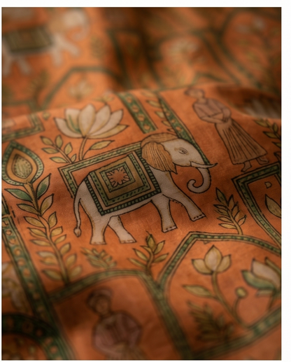 Kalamkari-Nandi design-Mustard with Black(SR-MSP21)