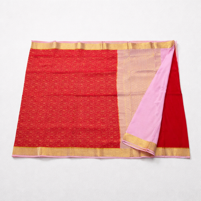 Red Mysore Silk Saree with Zari Border (120gsm) - SR-PSMP2