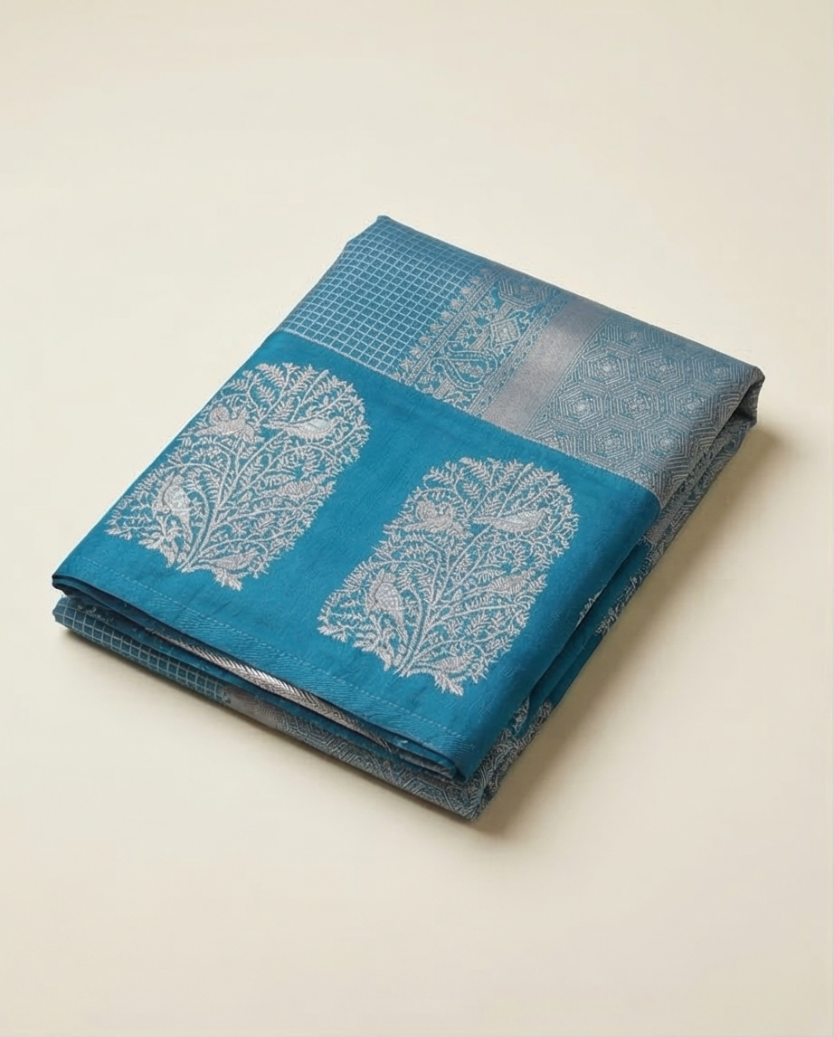 Soft Semi Silk with a smooth, elegant drape (SR-MSP6)-Blue