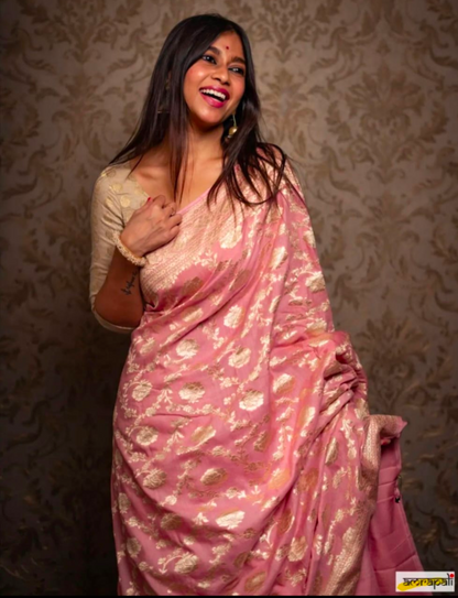 Handloom Banarasi Khaddi (SR-HUP1)-Blush Pink