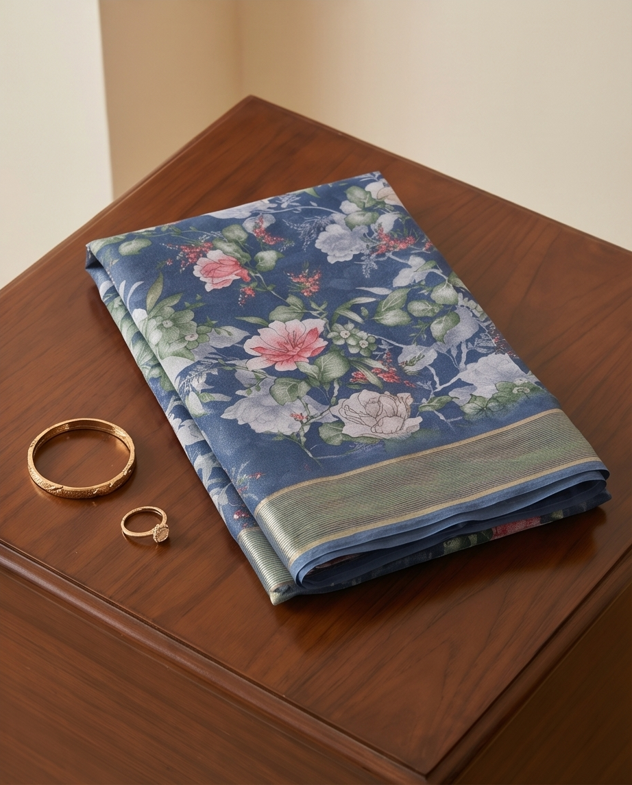 Grey Poonam Floral Saree (SR-SP8)