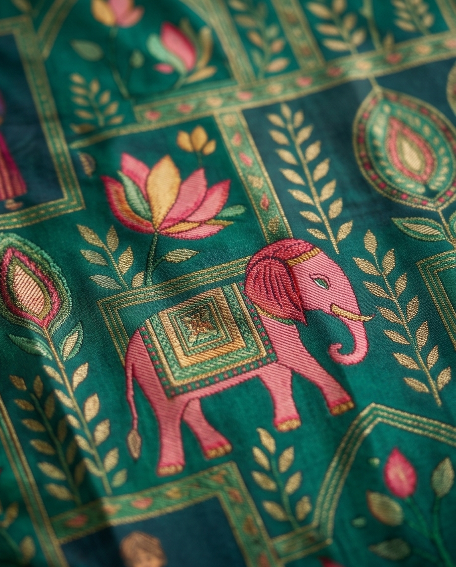 Kalamkari-Nandi design-BottleGreen(SR-MSP19)