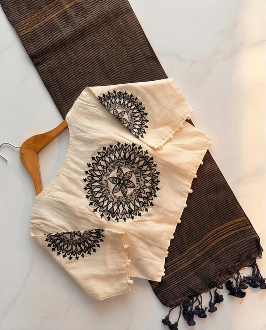 Cotton Saree + Stitched Blouse - SR-KP71