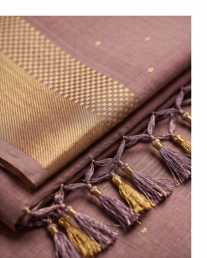 Classic Handloom Tassel Saree- light dusty purple/lilac (SR-PSMP41)