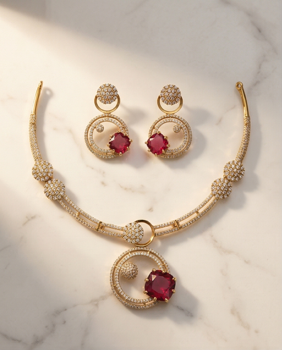 Emerald Aura Necklace-Pink (NRW11-2)