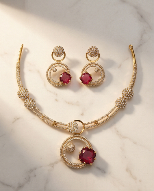 Emerald Aura Necklace-Pink (NRW11-2)